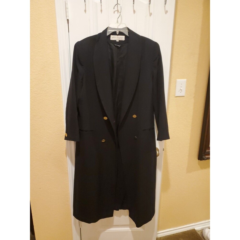Vintage 80s Bert Newman black wool mid length coat 12